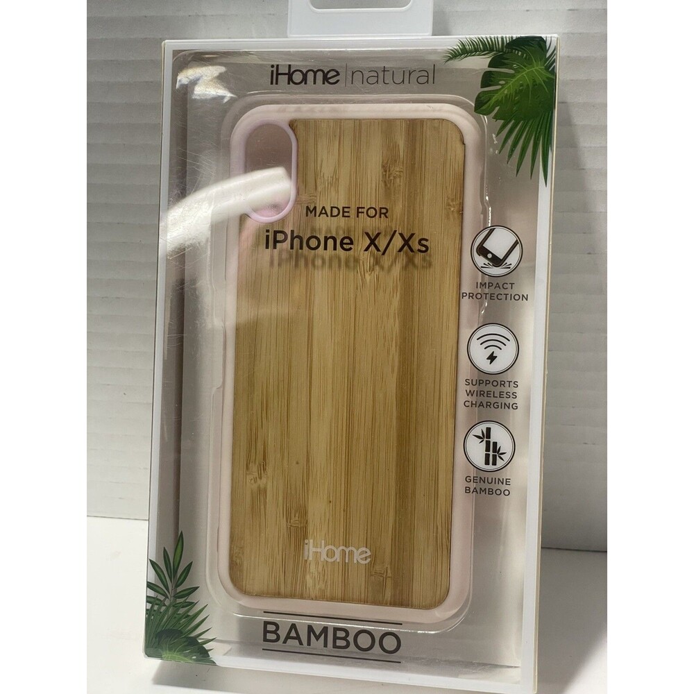 iHome Natural  iPhone X/Xs Phone Case Bamboo Pink. New In Box